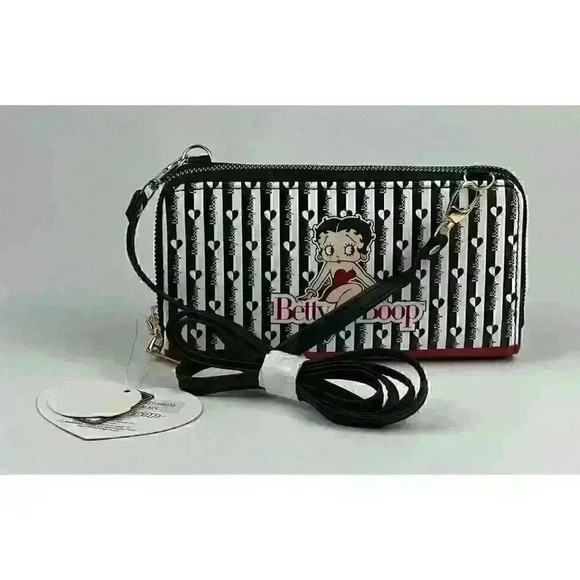 NEW! Betty Boop Womens Lany Vegan Crossbody Wristlet Wallet Bag - Picture 1 of 3